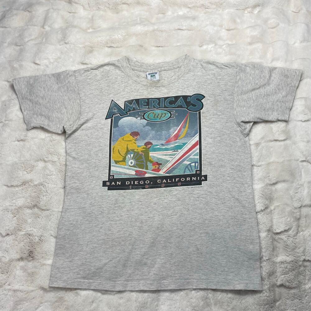 🔥Vintage USA Made America’s Cup San Diego1995 T-Shirt Sailing Single Stitch L